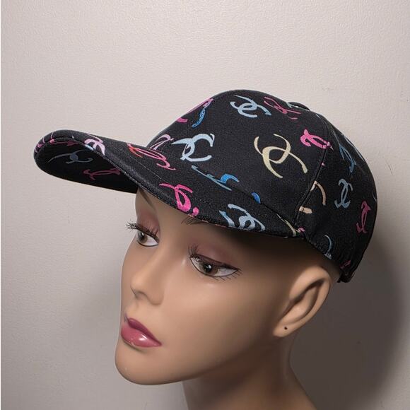 Chanel Black multicolor Interlocking CC Printed Baseball Cap One size main image 5